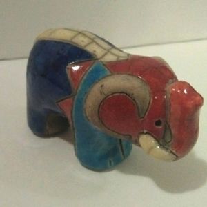 Raku Elephant figurine multicolor
